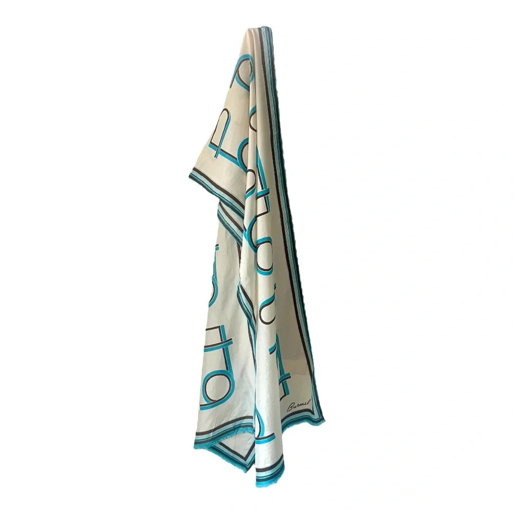 Burmel Silk Scarf - Teal and‎ Brown